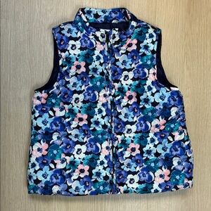 Gymboree S 5/6 Girl’s Colorful Floral Winter Puffer Zip Up Vest